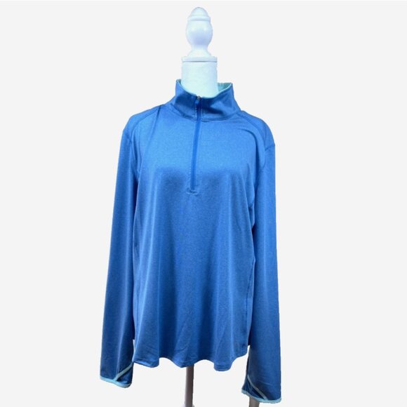 Danskin Now Blue Dri-More Quarter Zip Athletic Top XXL Thumbholes NWT - Picture 1 of 8